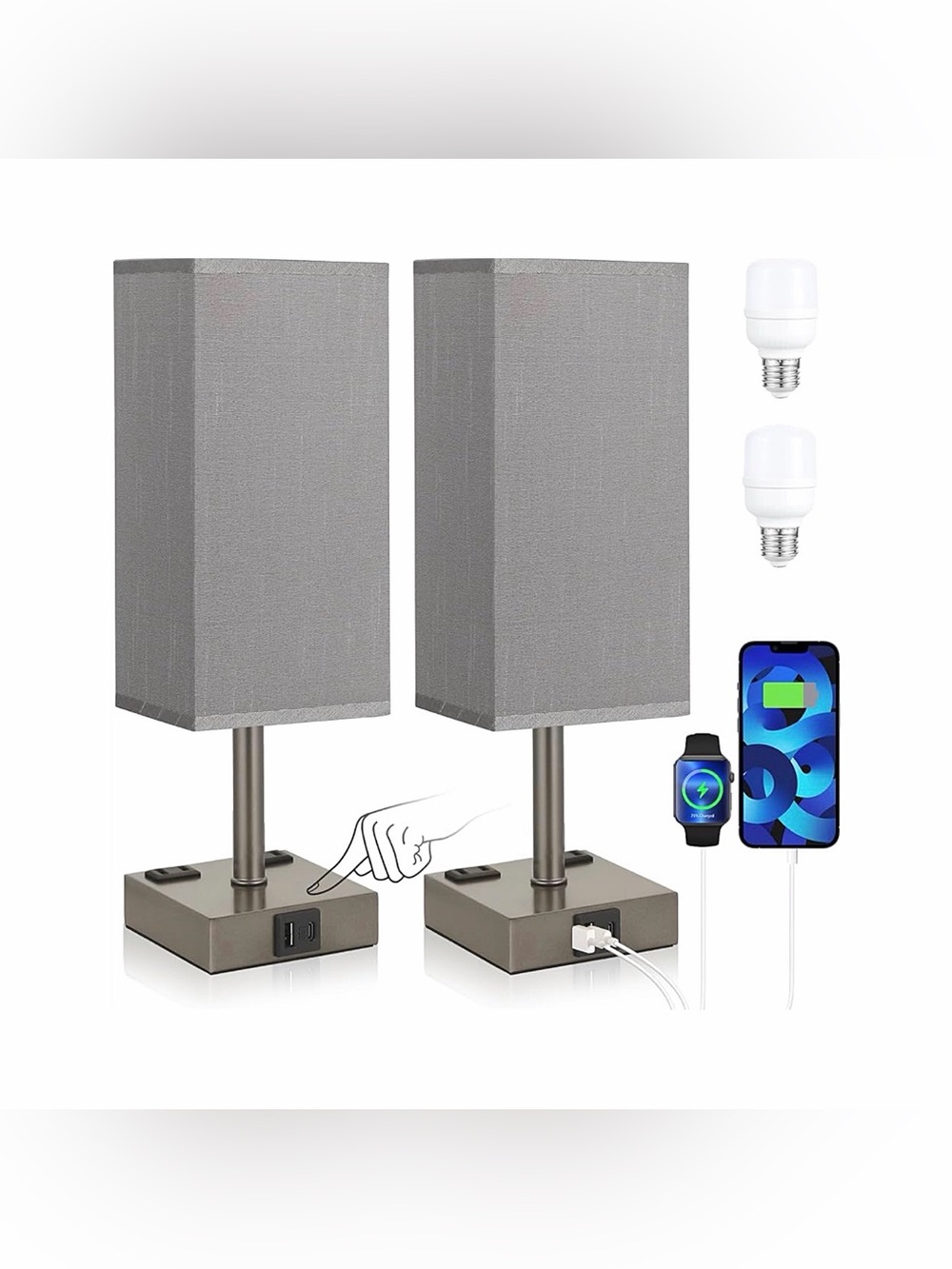 Set of 2 bedside lamps - touch control